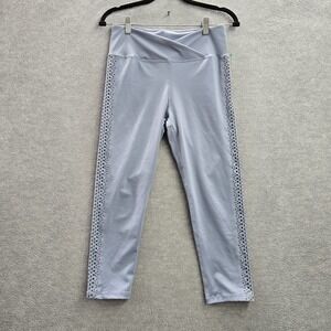 UFC Gym Women Activewear Pants M Light Blue Cropped Yoga Legging Cut Out Slim